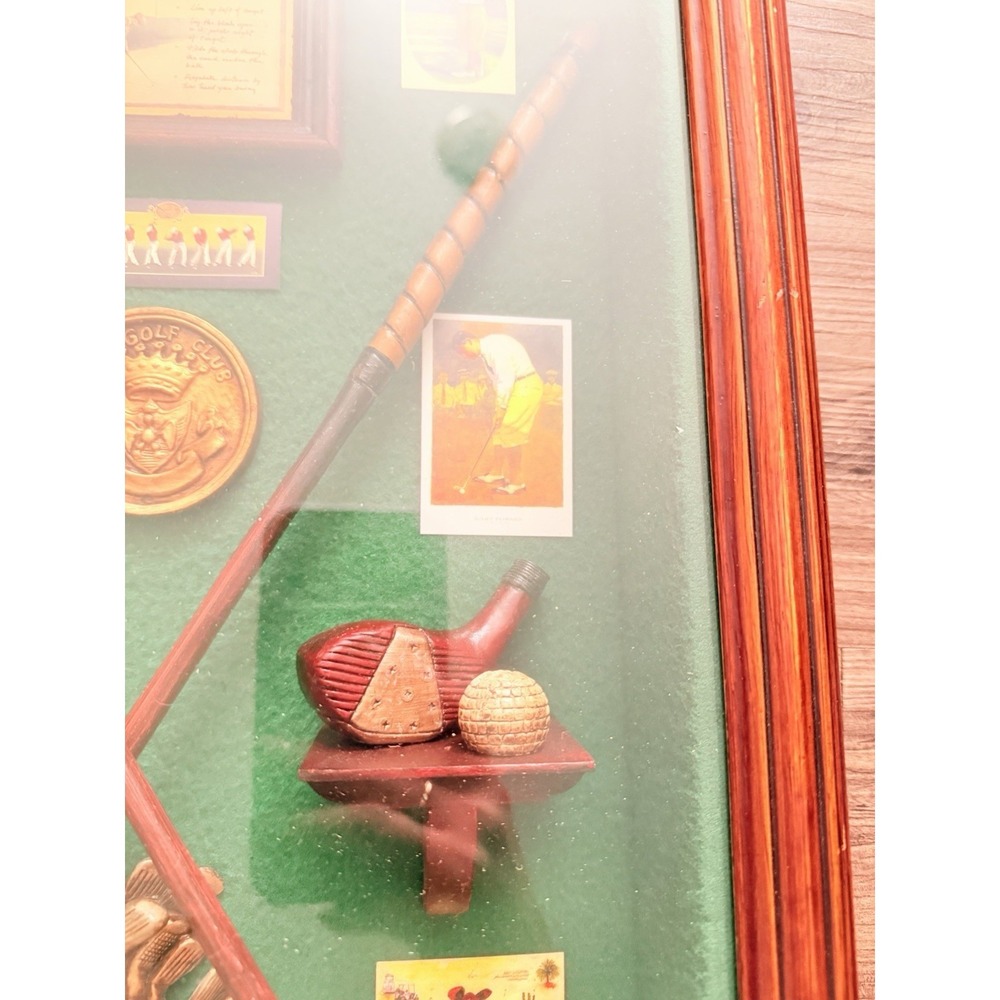 Vintage Golf Shadow Box Wall Decor Framed Clubs Balls Man Cave Display - Picture 6 of 8
